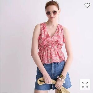 V-neck cotton voile top in tossed floral